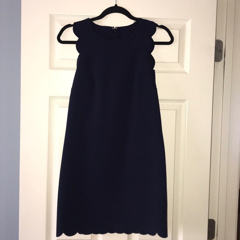 J. Crew Scalloped Shift Dress - Navy